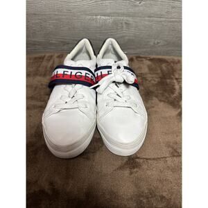 Tommy Hilfiger preppy Tennis Shoe W/ Striped Logo Strap Women's Size 9.5 M
